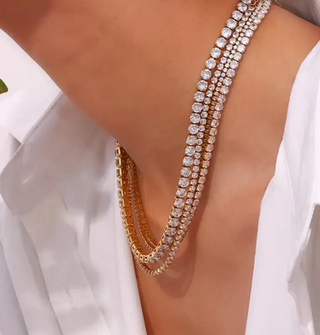 Hoopla Tennis Necklace. Premium Pv Plated Stainless Cz. 5MM