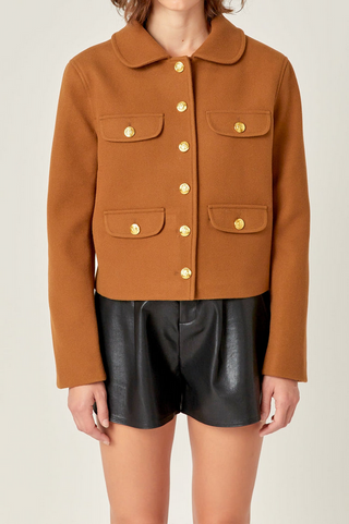 English Factory Gold Button Pointed Wool Jacket
