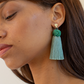 Hart Sage Topknots Tassel Earrings