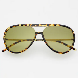 Freyrs Shay  Unisex Aviator Sunglasses in Tortoise / Light Green