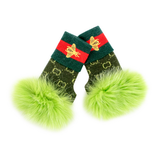 Mitchie's Khaki / Lime Knit Fingerless Glove