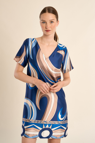 Molly Bracken Ladies Woven Dress in Navy Athena