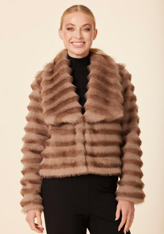 Dolce Cabo Faux Fur Plush Grooved Jacket