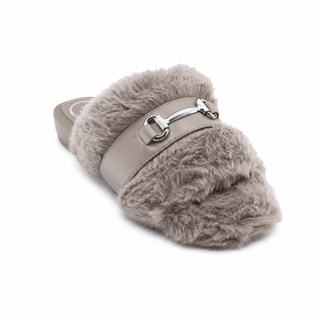 Solei Sea Hanni Belted Fur Clog in Mink
