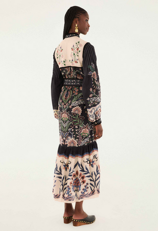 Farm Rio Marvelous Garden Black Midi Dress