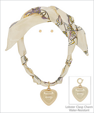 Monkee's Jewelry & ACC Bold Heart Charm Scarf Necklace Set / 2 Color Options