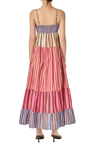 English Factory Stripe Block Bow Maxi Dress