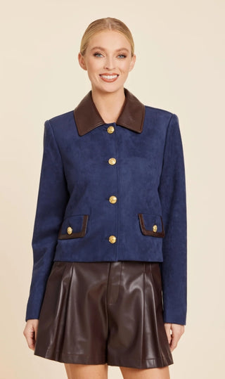 Dolce Cabo Faux Leather Trimmed Faux Suede Jacket