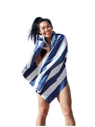 Dock & Bay Striped Sand Free Beach & Travel Towel in Navy Blue