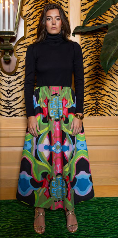 House of MBR Keaton Mixed Media Turtleneck Dress