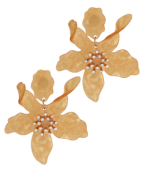 Flower w/Crystal Acrylic Earrings|Multiple Colors