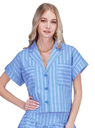 Joy Joy Blue Stripe Blouse