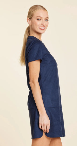 Dolce Cabo Faux Suede Zip Up Short Sleeve Dress