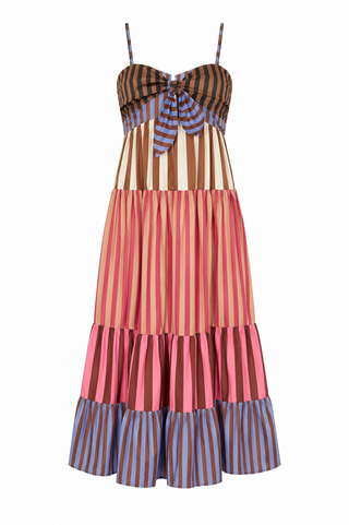 English Factory Stripe Block Bow Maxi Dress