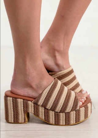 Matisse Terry Sandals in Brown Stripe