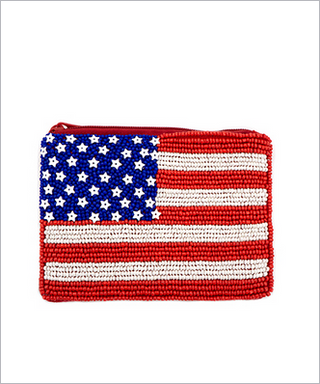 Monkee's Jewelry And ACC US Flag Beaded Coin Pouch
