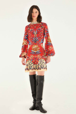 Farm Rio Winter Breeze Red Mini Dress