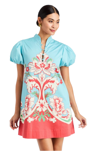 Mestiza Elliana Mini Dress in La Botanica Blue