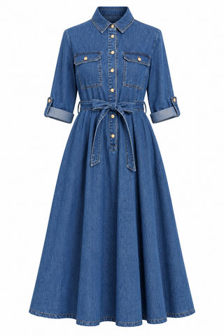 Dolce Cabo Denim Tab Sleeve Maxi Dress