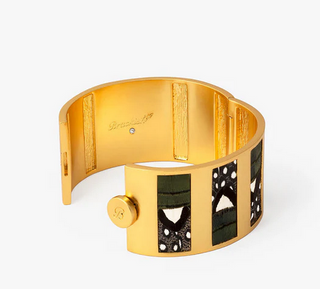 Brackish Sage Striped Hinge Cuff