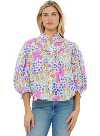 Oliphant Ruffle Front Button Blouse