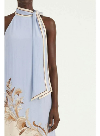 Farm Rio Blooming Garden Light Blue Sleeveless Long Dress