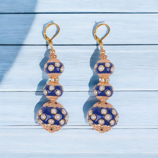 Monkee's Coastal Collection Blue Earring / Beaded Earring / Ceramic / Boho / Gumball