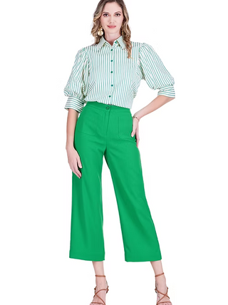Jade Pocket Crop Pant in Green
