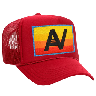 Aviator Nation Logo Rainbow - Vintage Low Rise Trucker in Red
