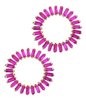Rectangle Stone Circle Earrings | Multiple Colors
