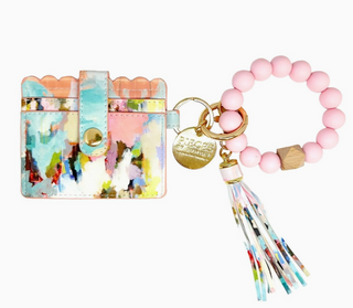Laura Parks Brooks Avenue Keychain Wristlet Wallet / Pink Multi