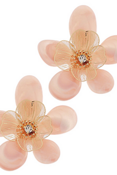 Monkee's Jewelry And Acc Filigree & Acetate Flower Earrings / 3 Color Options