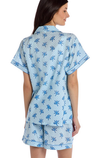 Two's Company Happy Monkey Blue Pj