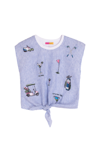 Vilagallo Blue Striped T-Shirt Golf Knot Tee