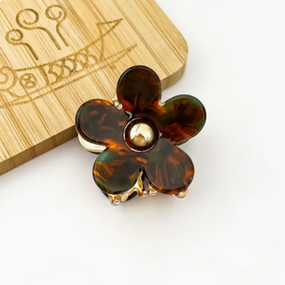 Thedivasoap 1.4'' Mini Metal Flower Hair Claw Clip - Blue Coffee