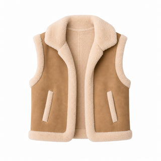 Elan Mocha Fur Trimmed Vest