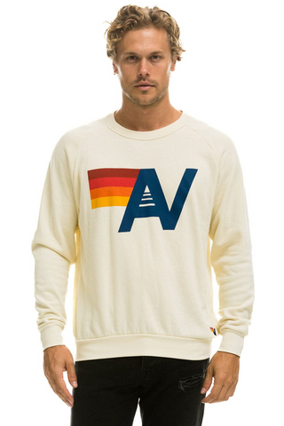 Aviator Nation Logo Vintage White Crew Sweatshirt Relaxed