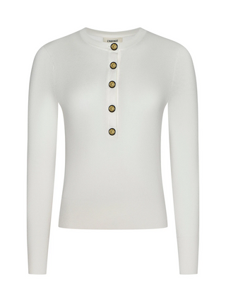 L'agence Ronda Ivory Knit Henley Top