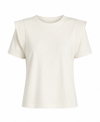 Nation Thea Sleeve Inset Top in Porcelain