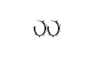 Smith & Co. Black Metal Hoop Crystal