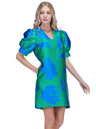 Jade Green Floral Brocade Dress