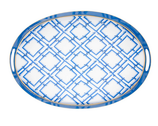 JAYES STUDIO CANE ENAMELED OVAL TRAY