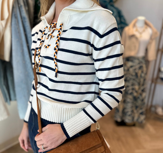 Brodie Stripe Lace Up Knit