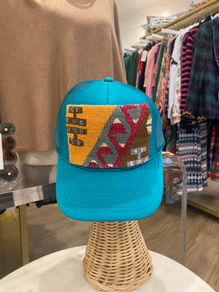 Orijinal Trucker Hat Teal With Orange Patch