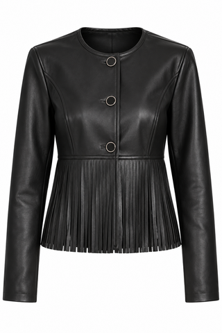 Dolce Cabo Faux Leather Fringe Jacket