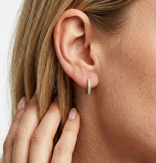Ella Stein Gold Large Classic Pave Diamond Huggie Earrings