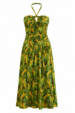 Farm Rio Parrots Forest Green Sleeveless Maxi Dress