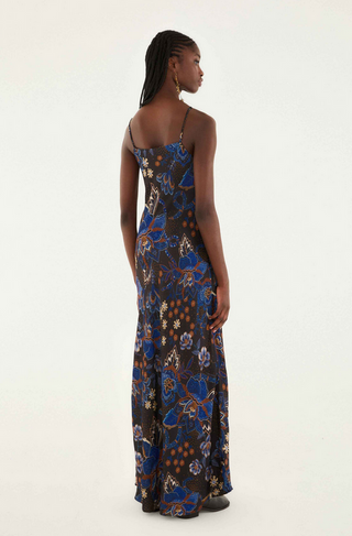 Farm Rio Snakes Bouquet Black Slip Maxi Dress