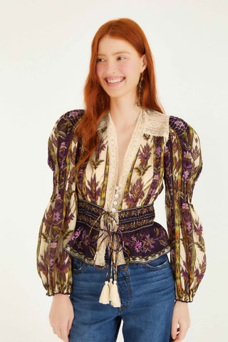 Farm Rio Embroidered Tapestry Blouse