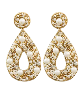 MC Pearl & Beaded Teardrop Earrings